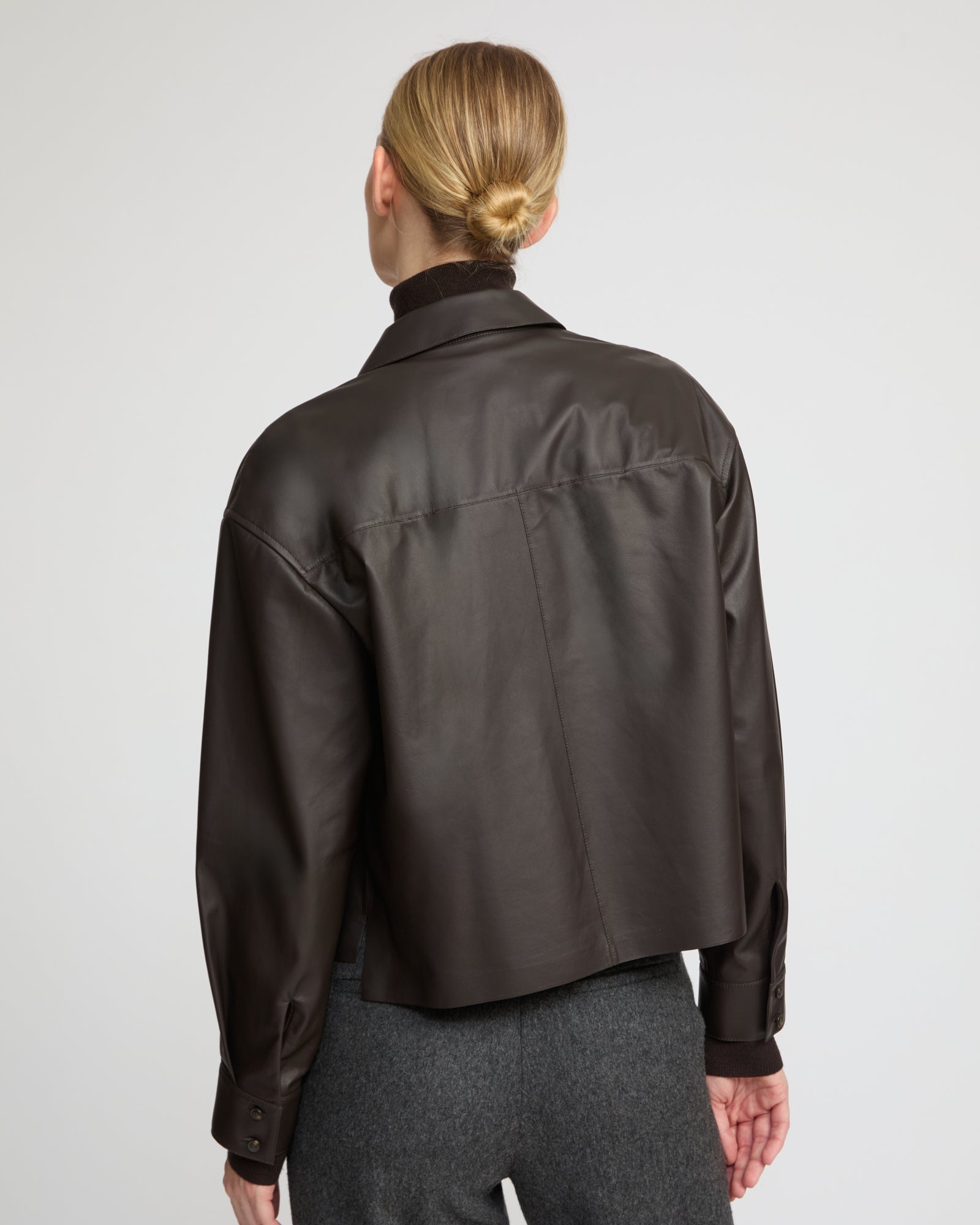 Cropped shirt in fine lamb leather - Yves Salomon