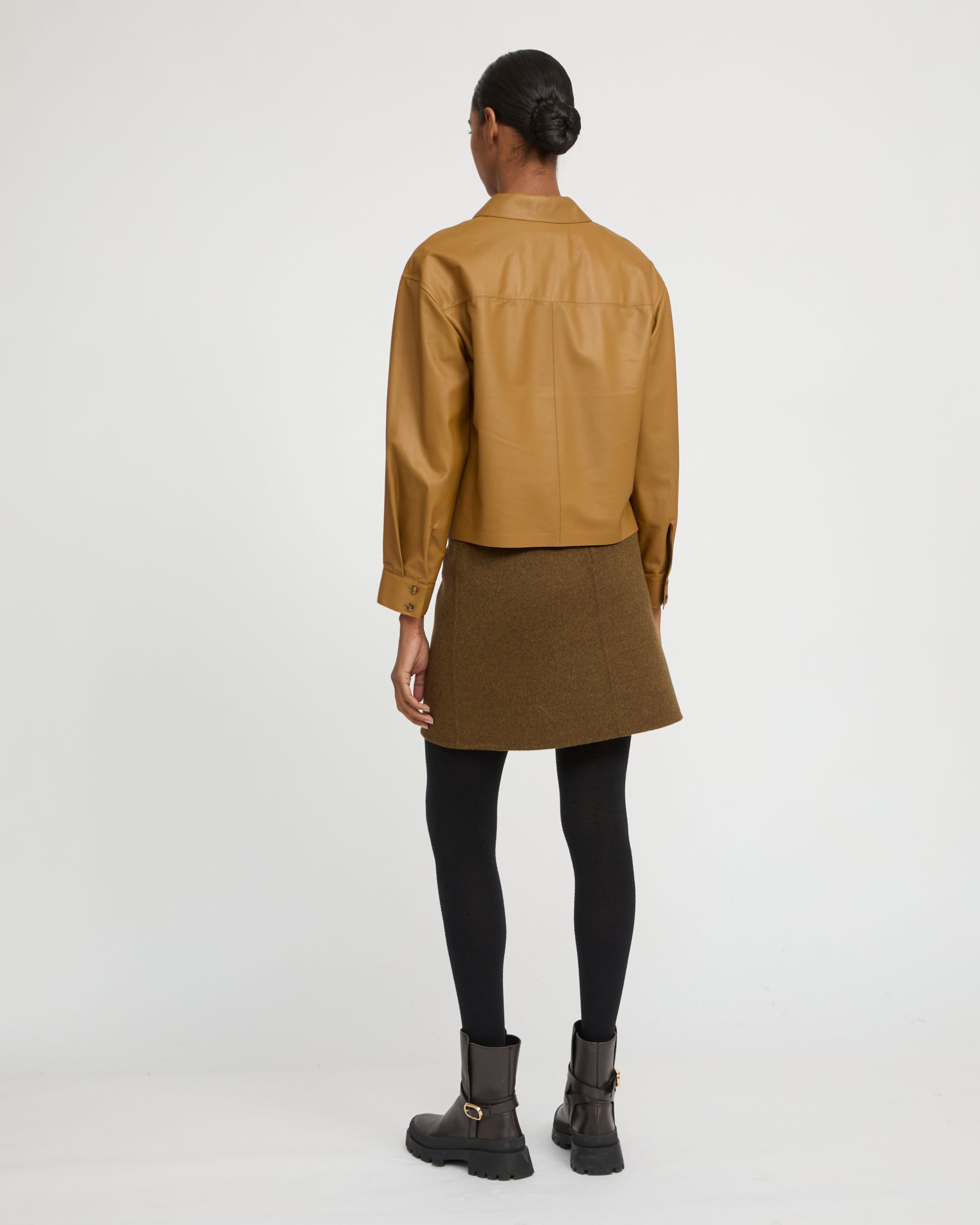 Cropped shirt in fine lamb leather - Yves Salomon