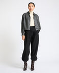 Cropped shirt in fine lamb leather