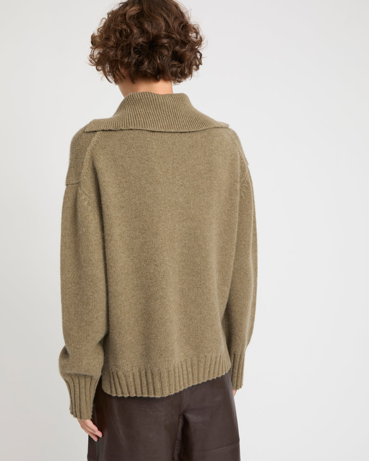 Collar jumper in cashmere knit -Yves Salomon