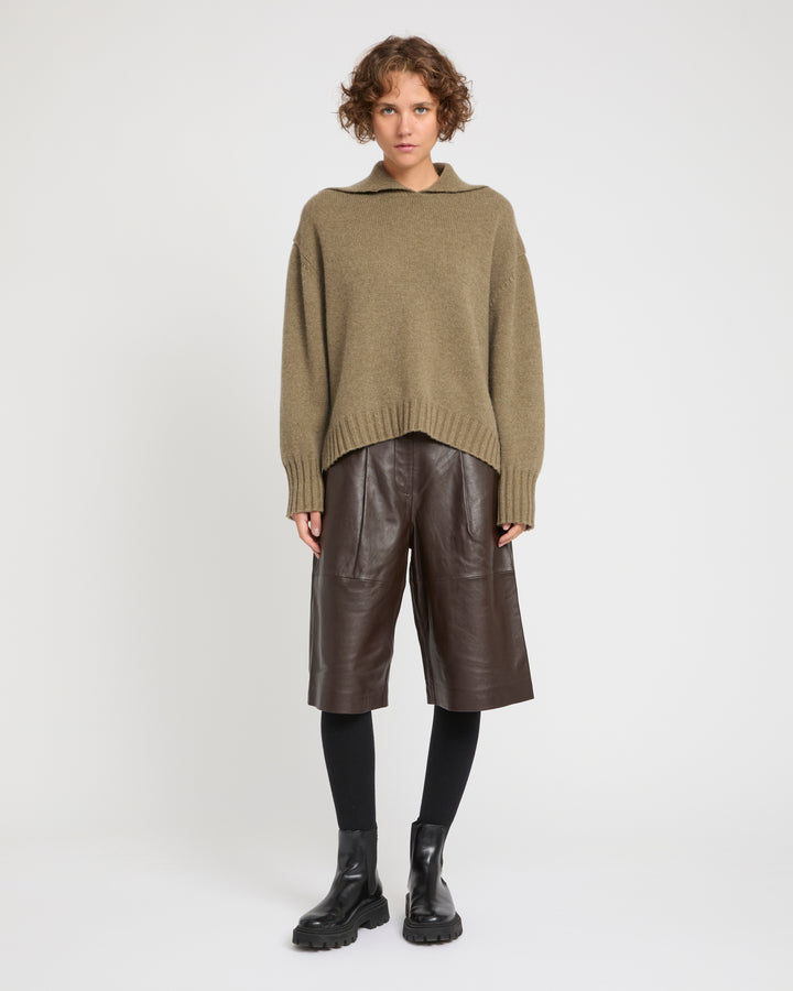 Collar jumper in cashmere knit -Yves Salomon