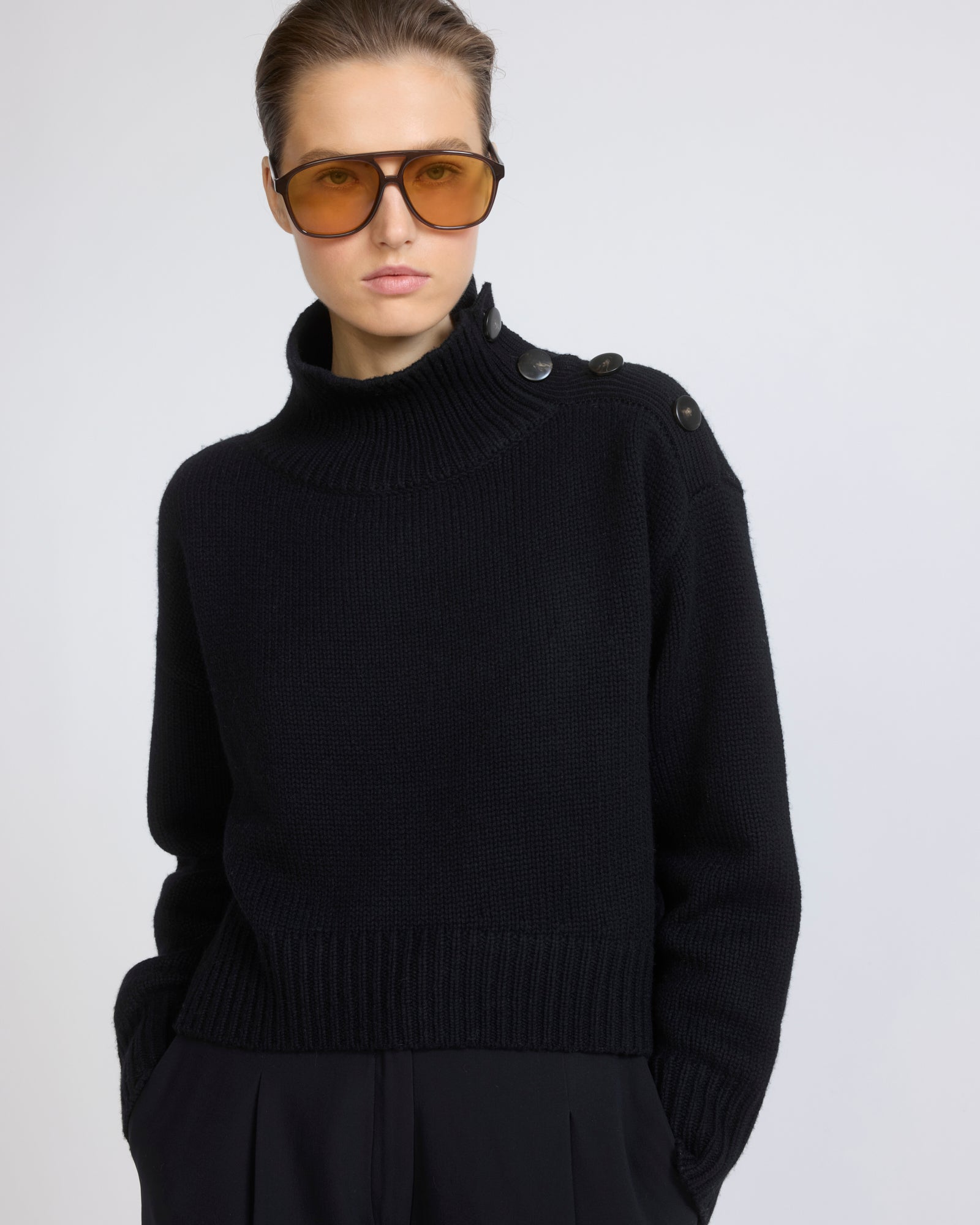 Short oversized knitted sweater - Yves Salomon - New Fall/Winter Collection