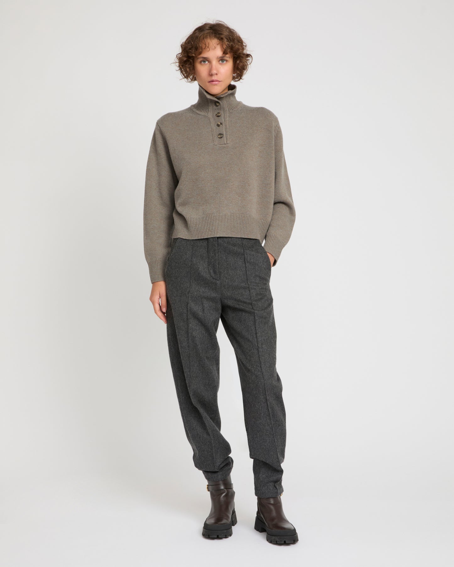 High neck knit jumper