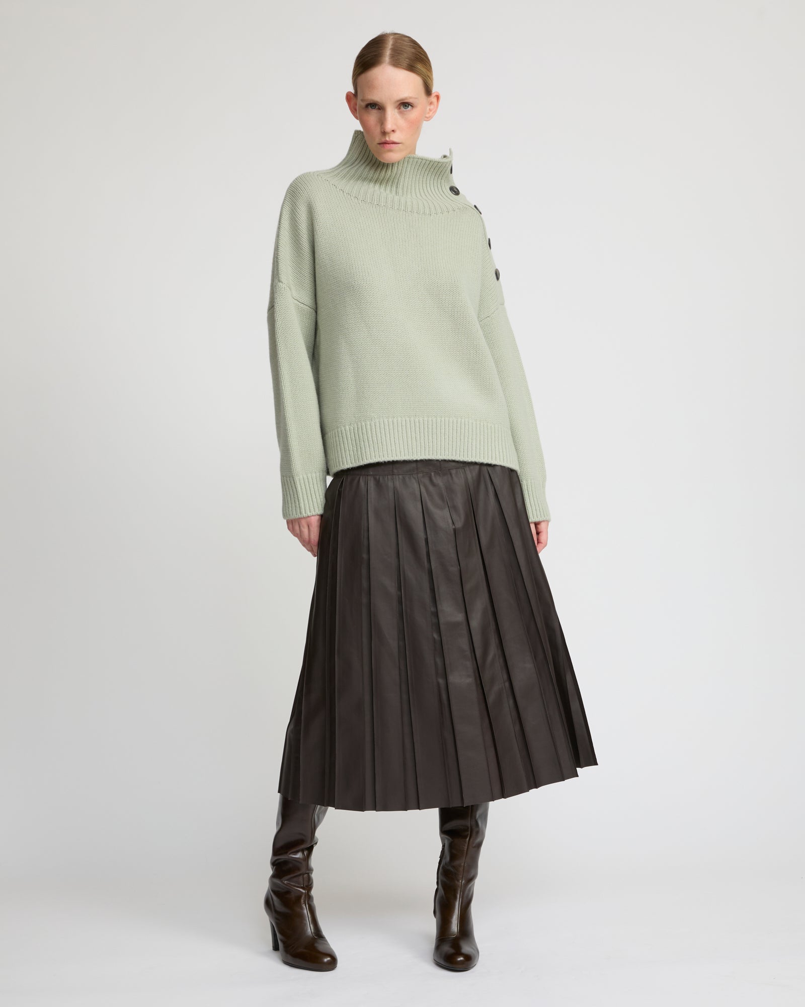 Fine lamb leather pleated skirt - Yves Salomon