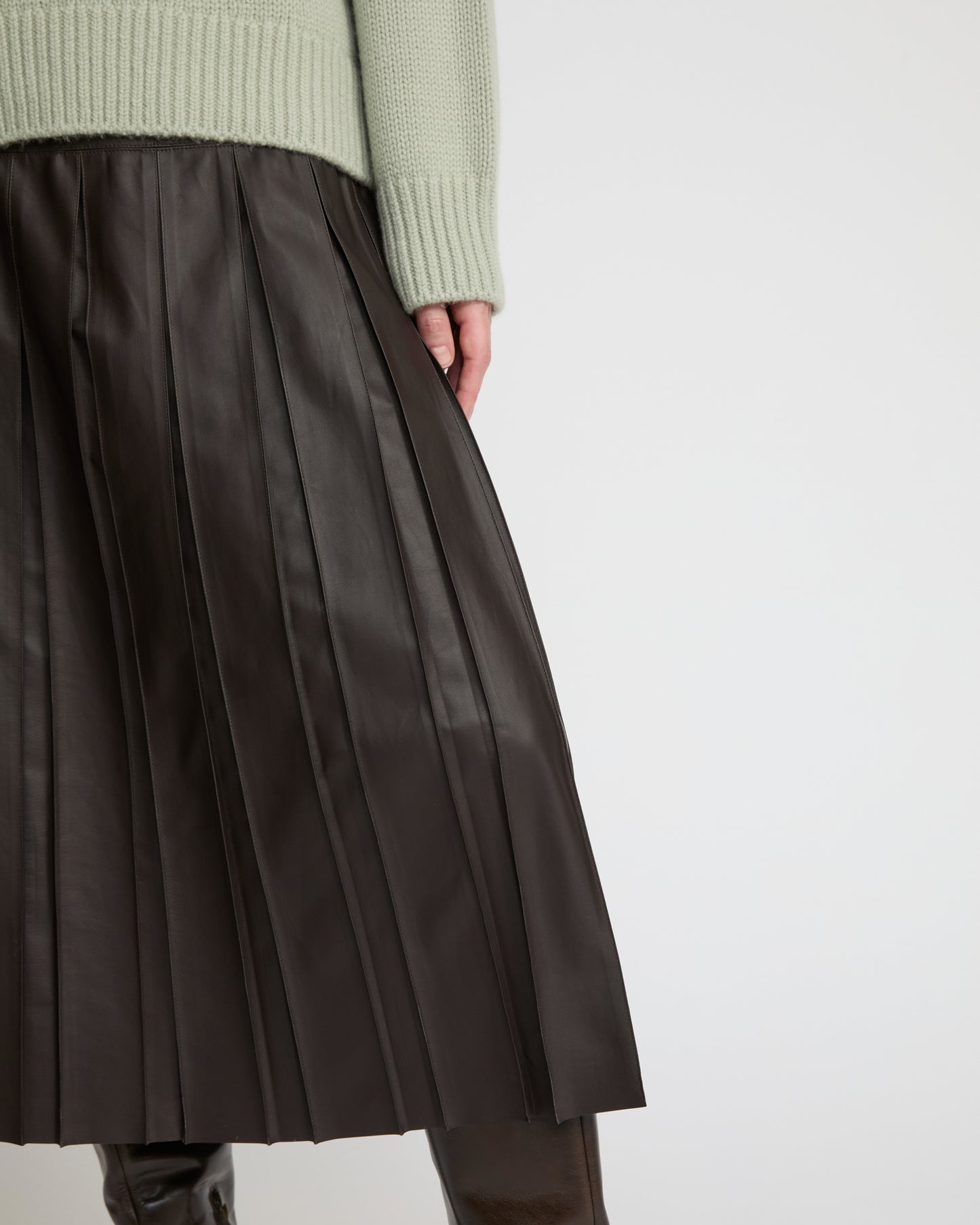 Fine lamb leather pleated skirt - Yves Salomon