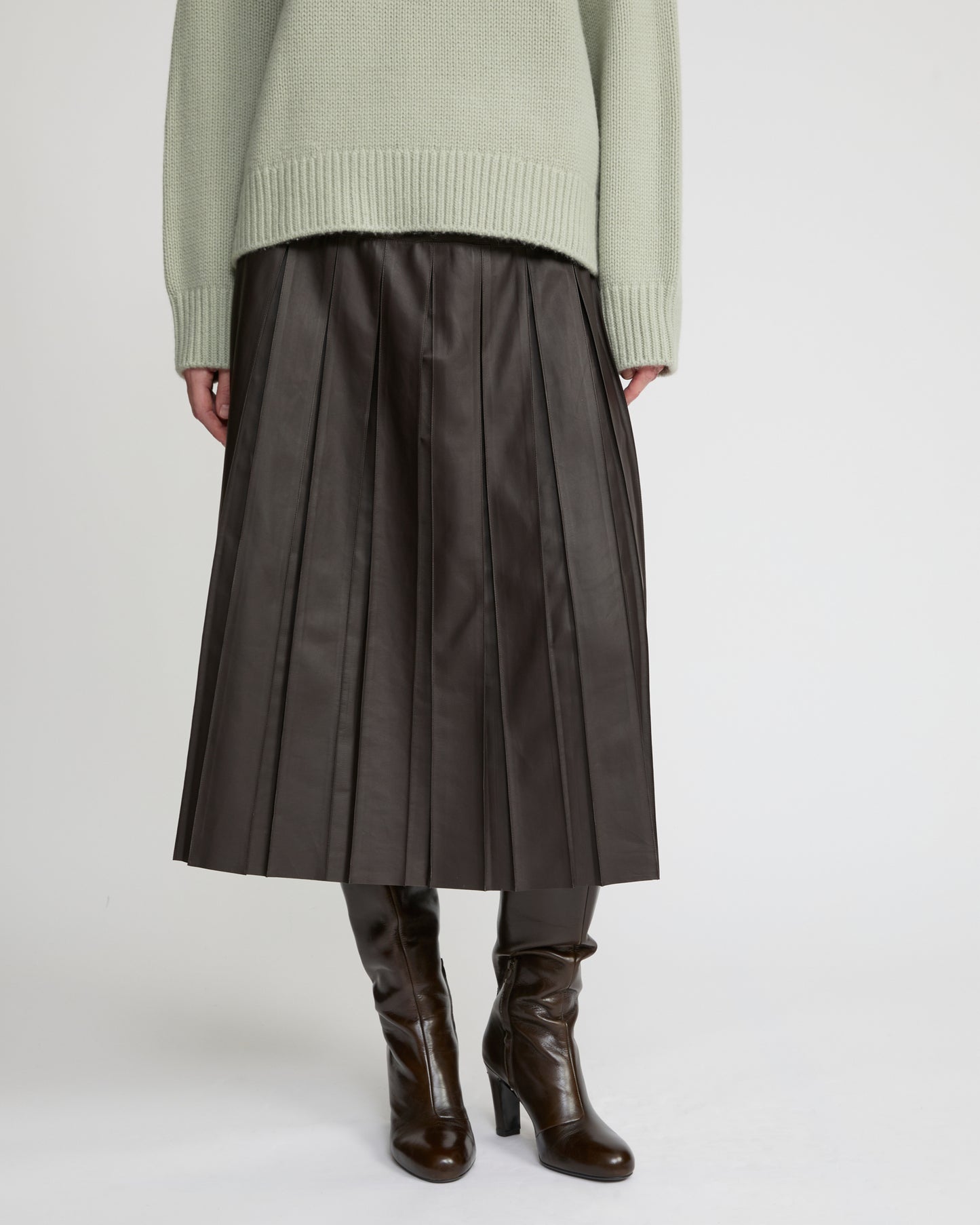 Fine lamb leather pleated skirt - Yves Salomon