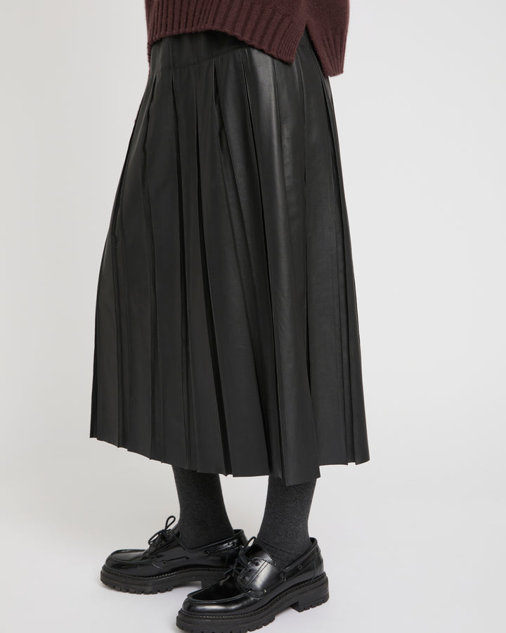 Fine lamb leather pleated skirt -Yves Salomon