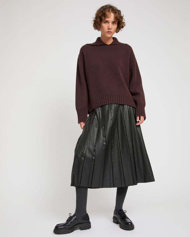 Fine lamb leather pleated skirt -Yves Salomon