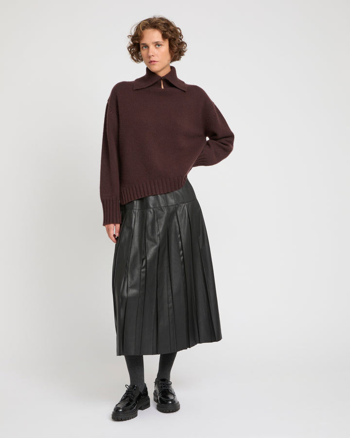 Fine lamb leather pleated skirt -Yves Salomon