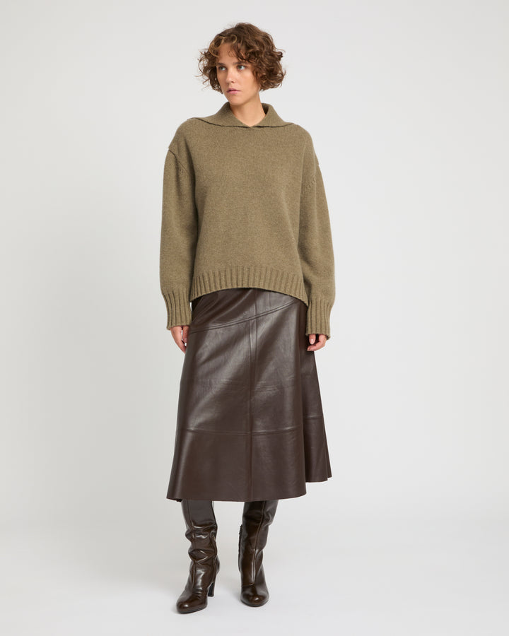 Flared lamb leather skirt -Yves Salomon