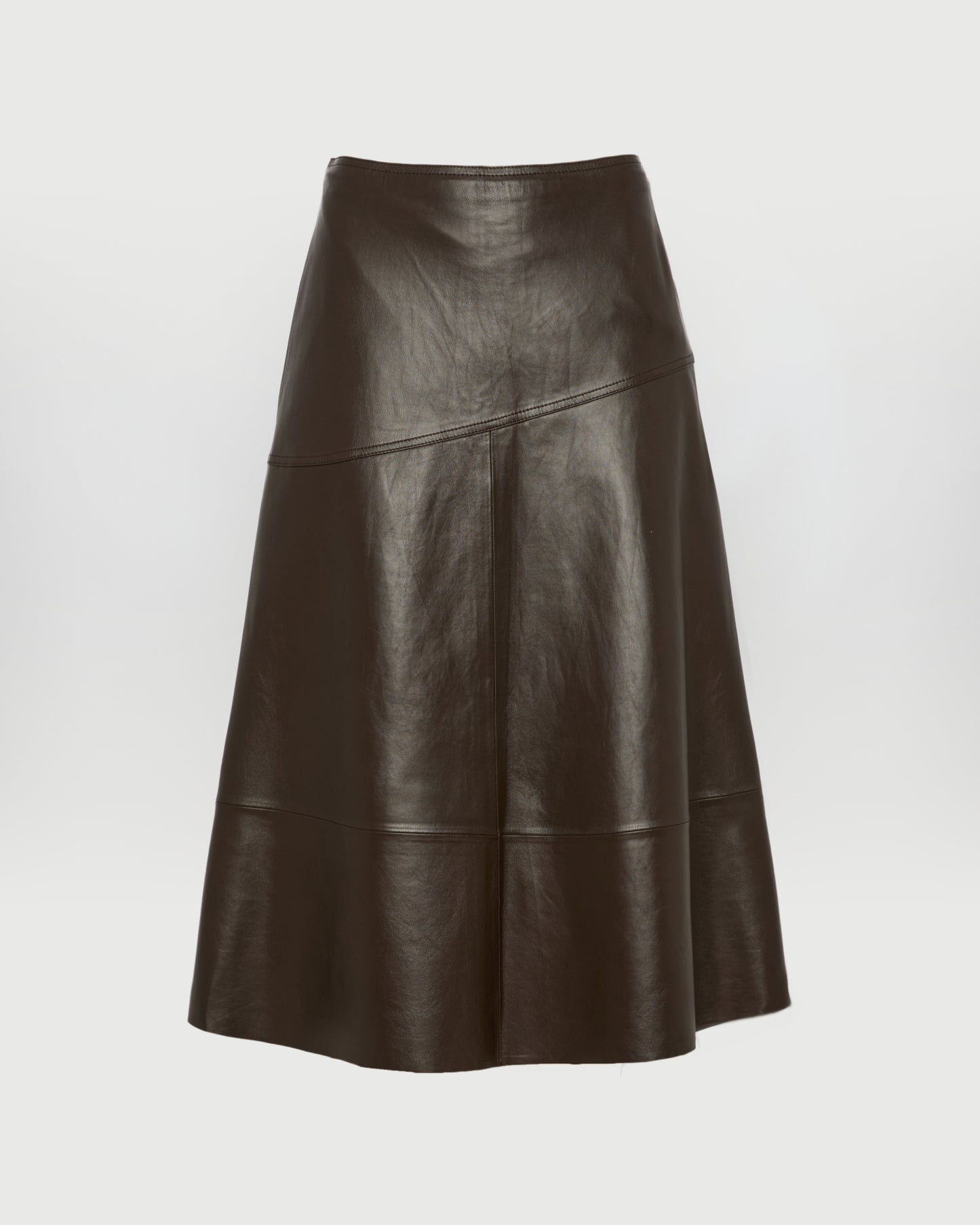 Flared lamb leather skirt