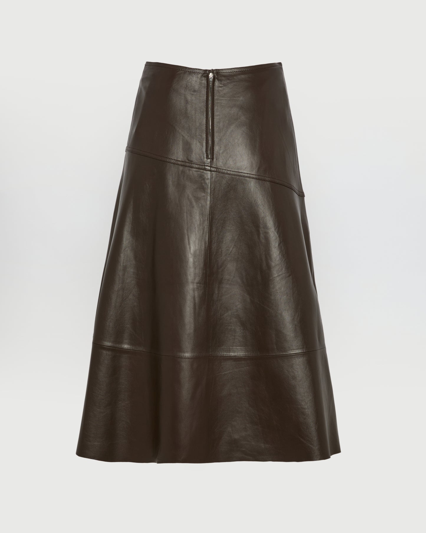 Flared lamb leather skirt