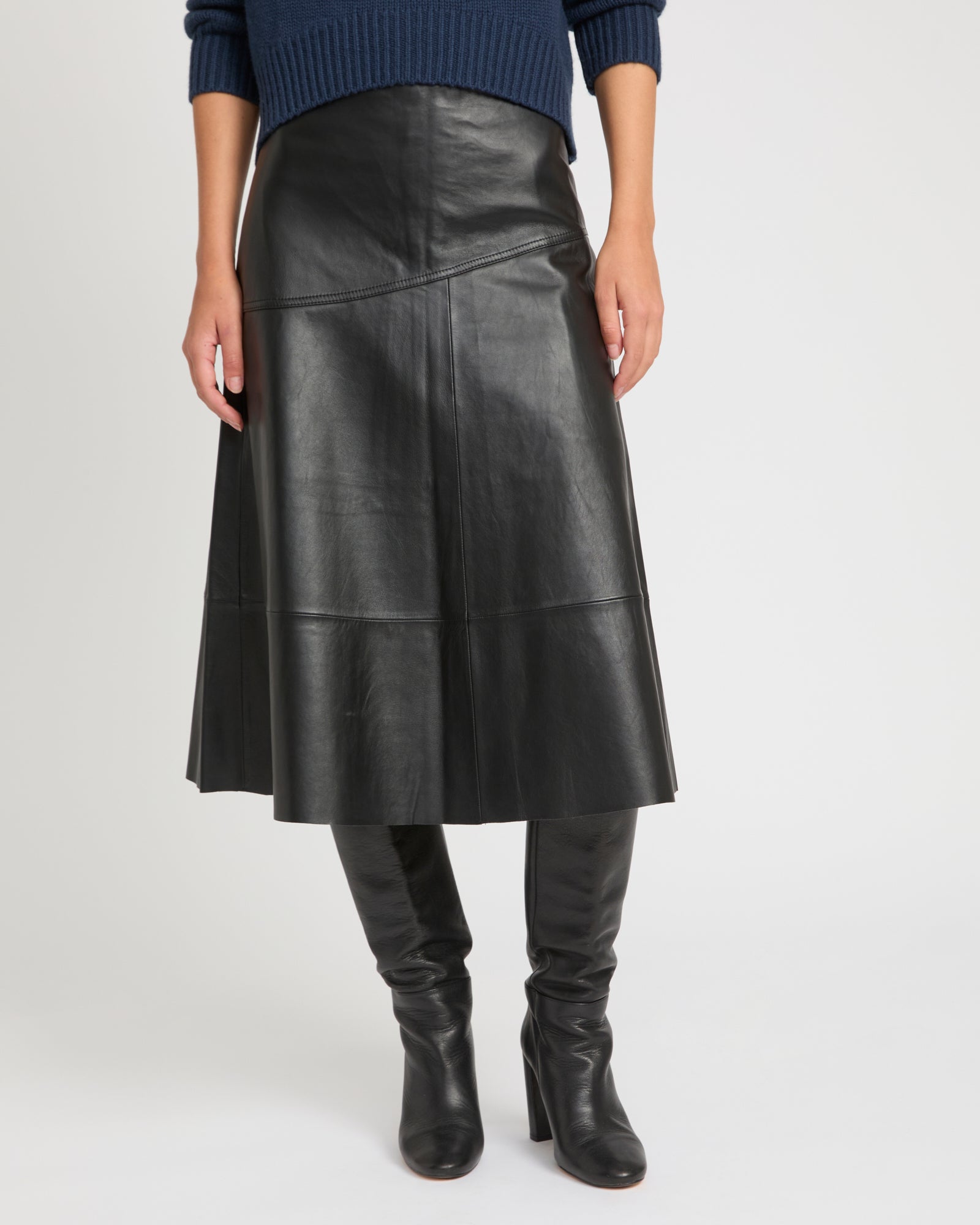 Flared lamb leather skirt - black - Yves Salomon – Yves Salomon US