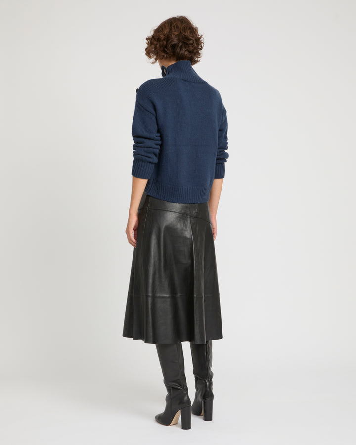 Flared lamb leather skirt