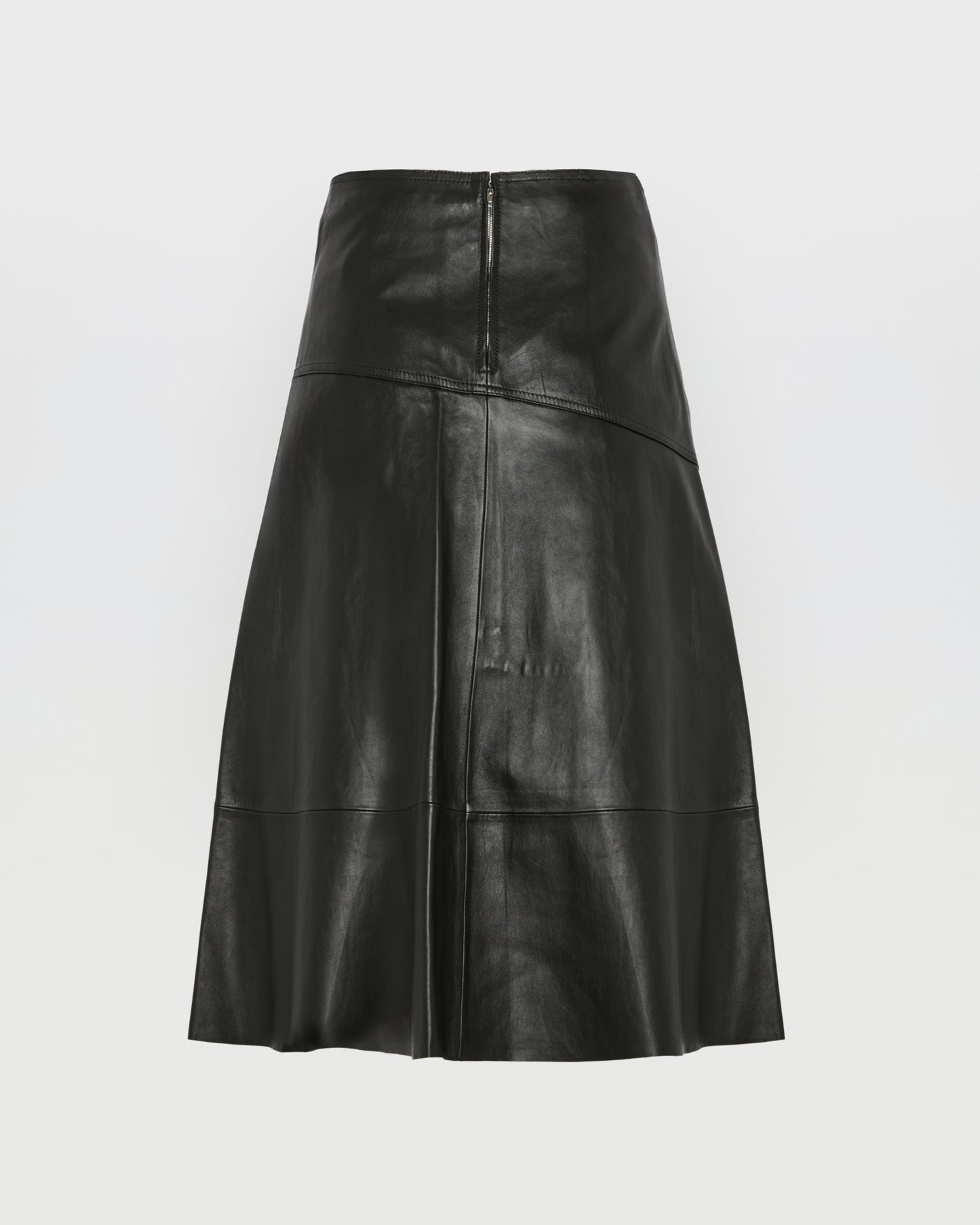 Flared lamb leather skirt
