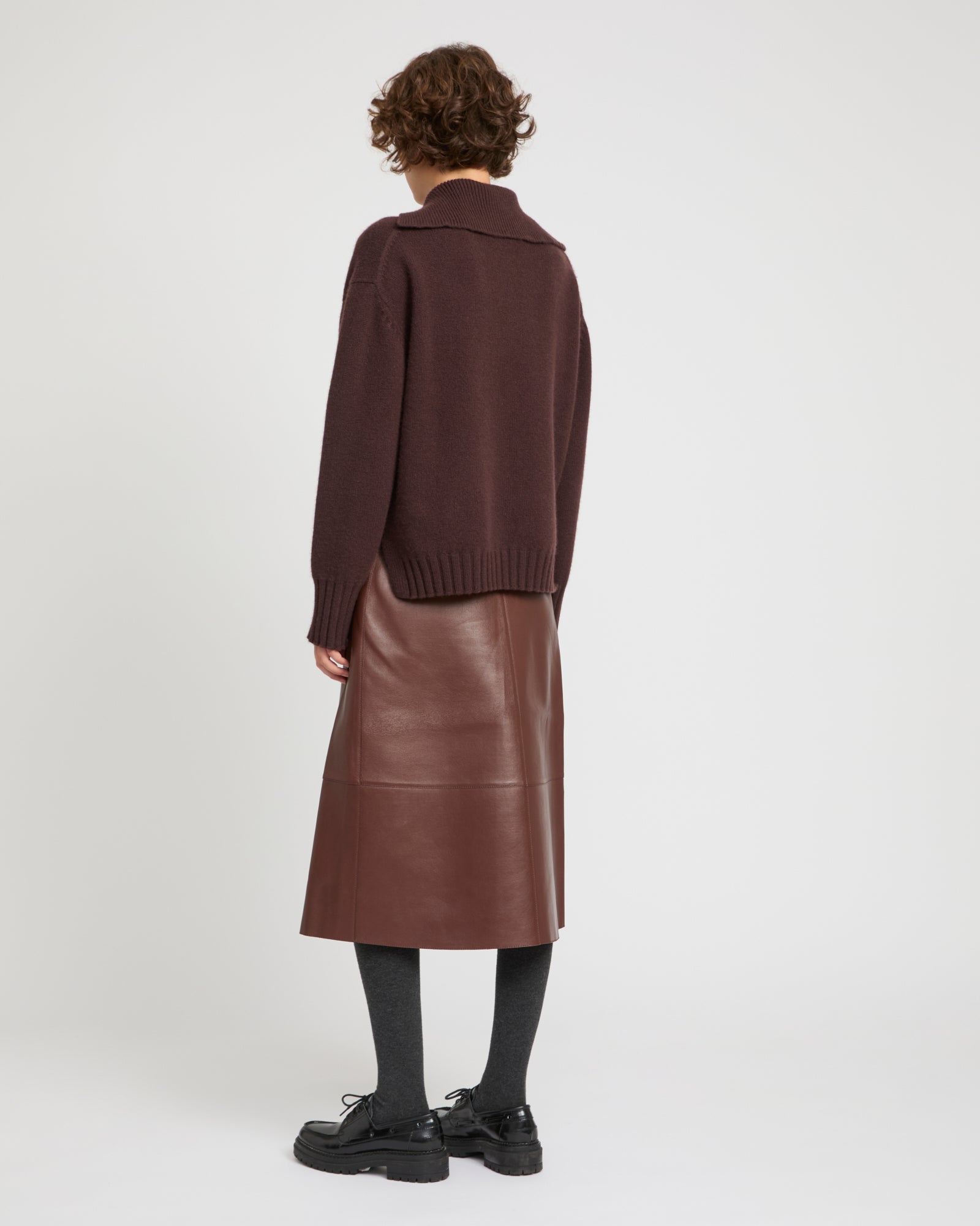 Woollen bonded leather wrap skirt -Yves Salomon
