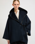 Oversized short coat in double-sided cashmere blend
