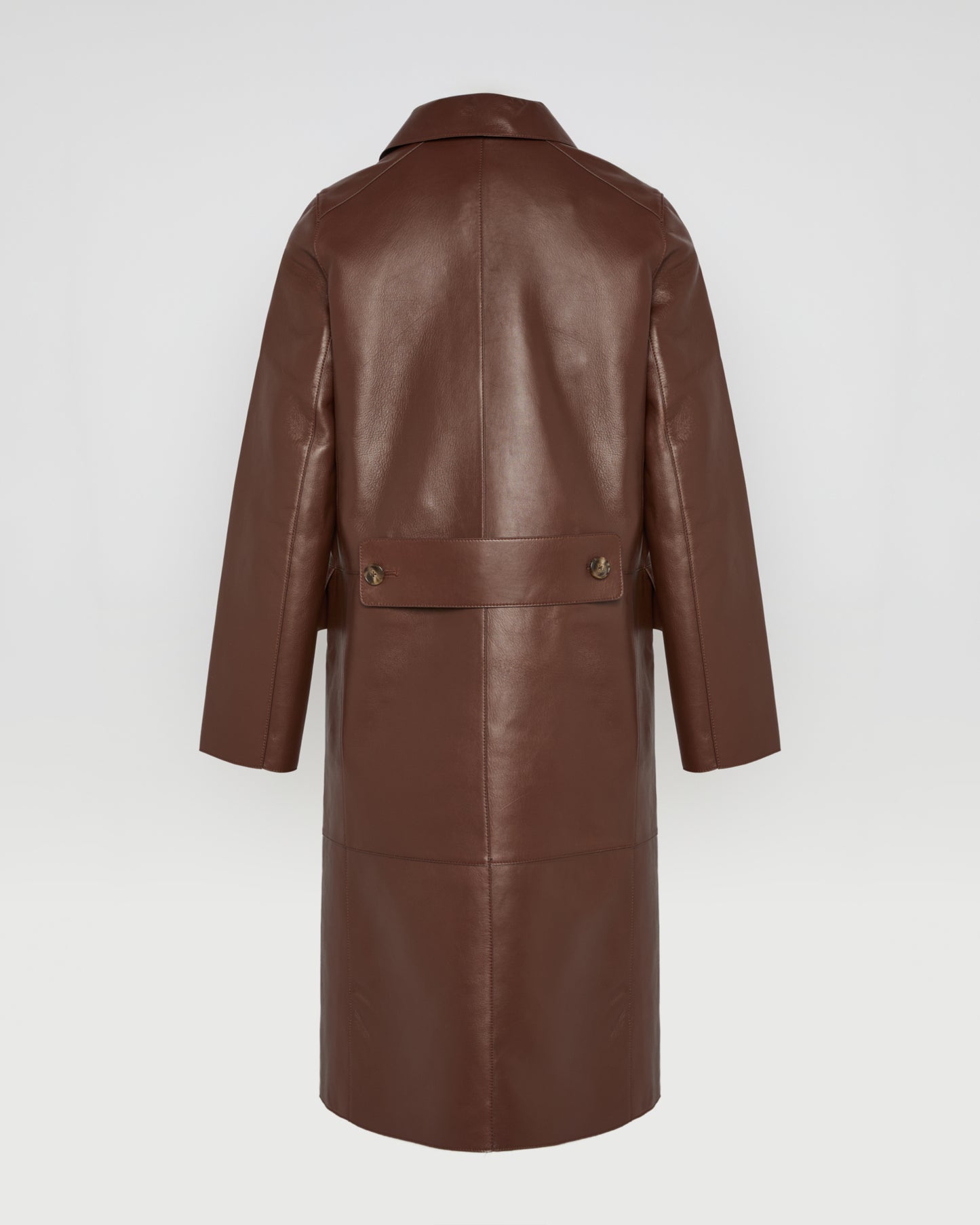 Double-breasted coat in bonded leather and wool