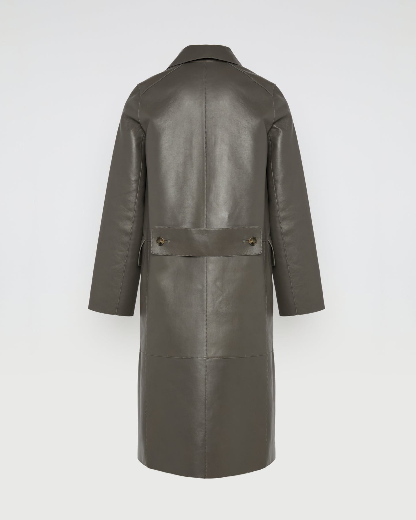 Double-breasted coat in bonded leather and wool