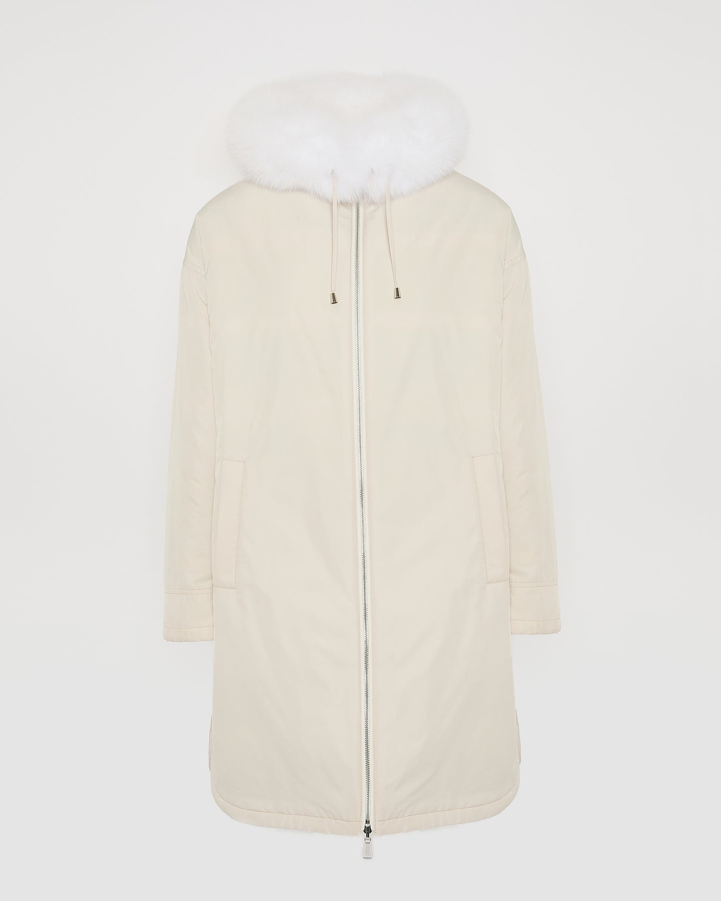 Hooded coat in technical fabric reversible rex rabbit fur - Yves Salomon