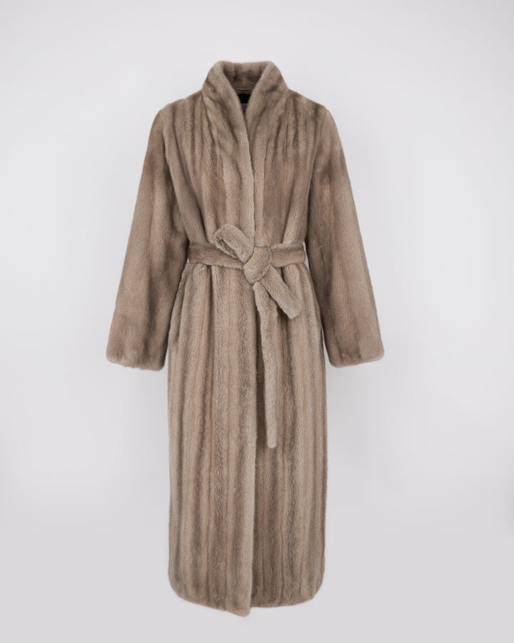 Long mink fur coat with long hair