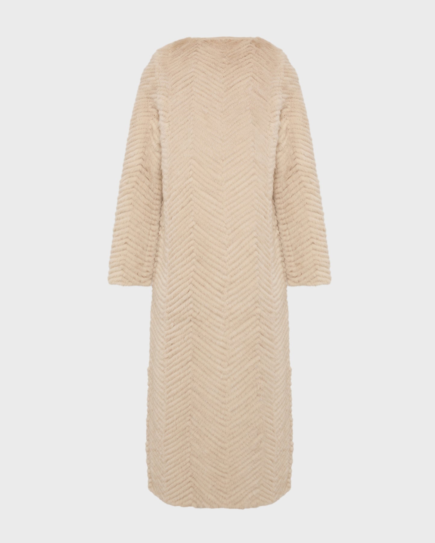 Long coat in Merino knit and mink fur