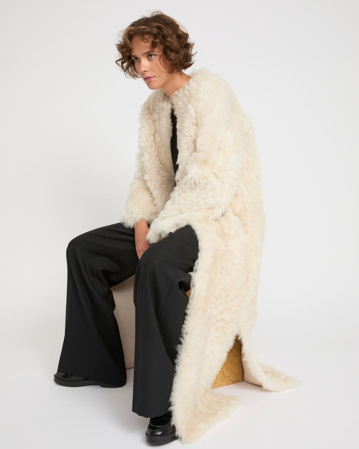 Extra long Toscana lambskin shearling coat