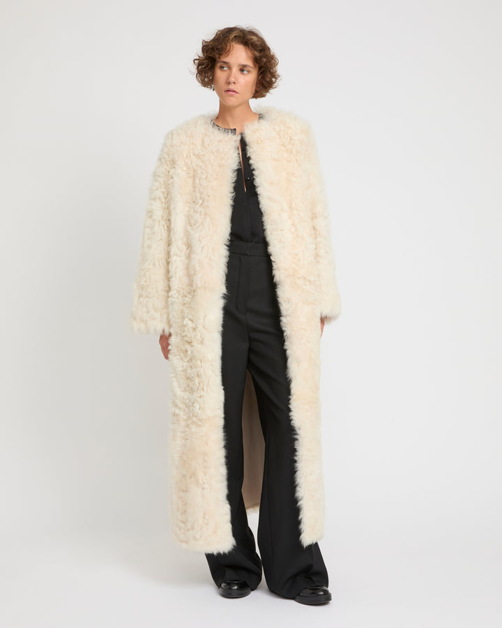 Extra long Toscana lambskin shearling coat