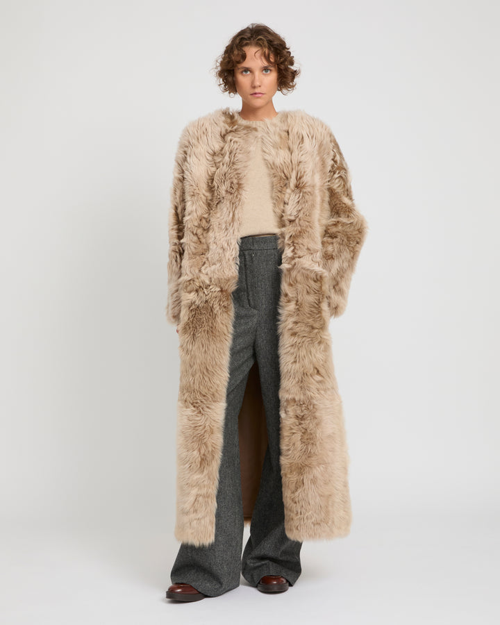 Extra long Toscana lambskin shearling coat