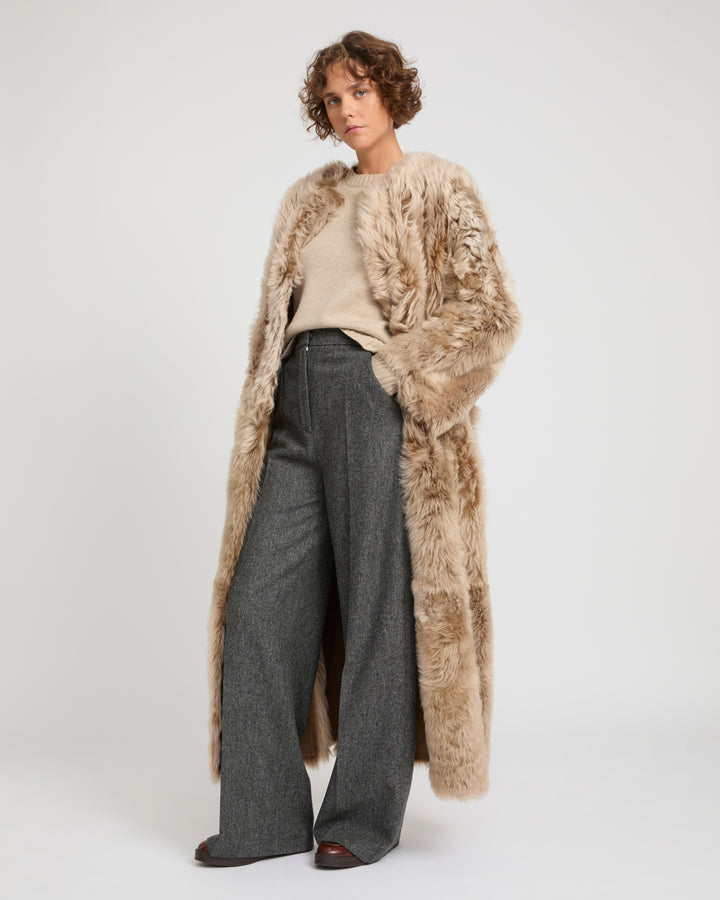 Extra long Toscana lambskin shearling coat