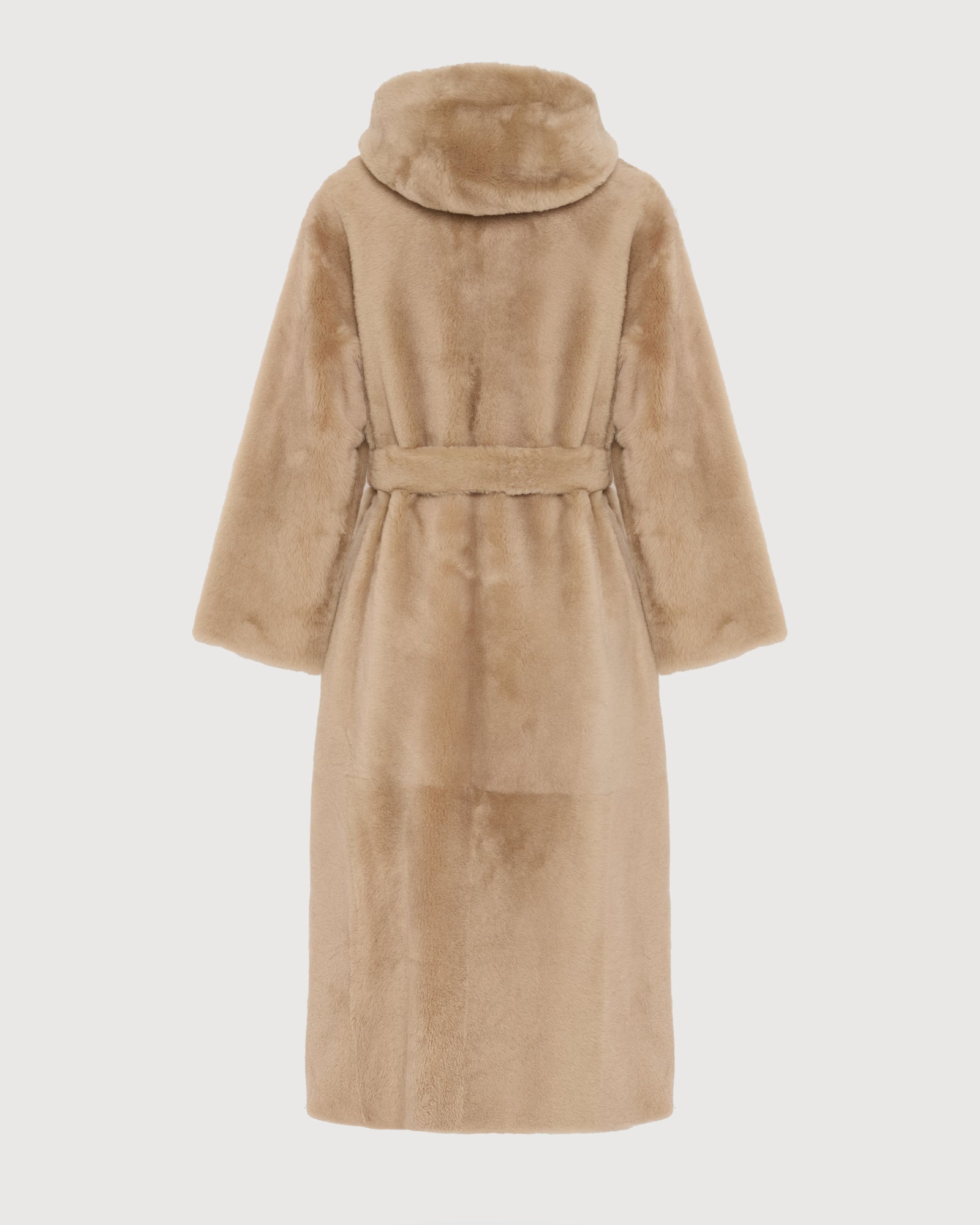 Long hooded lambskin shearling coat - Yves Salomon