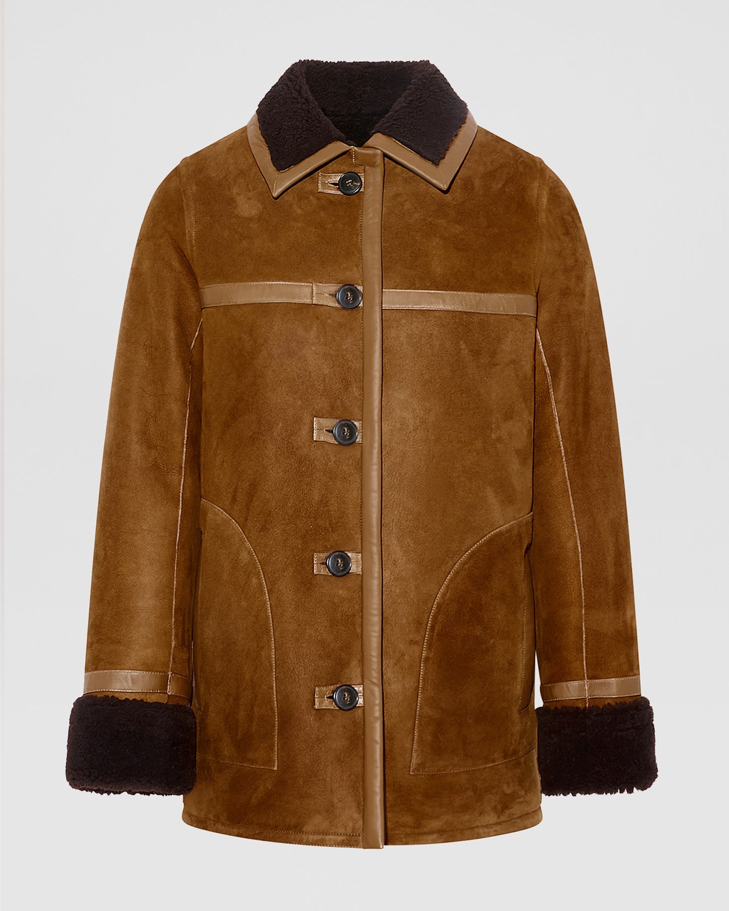 Fur-lined coat in suede Merino lambskin - Yves Salomon