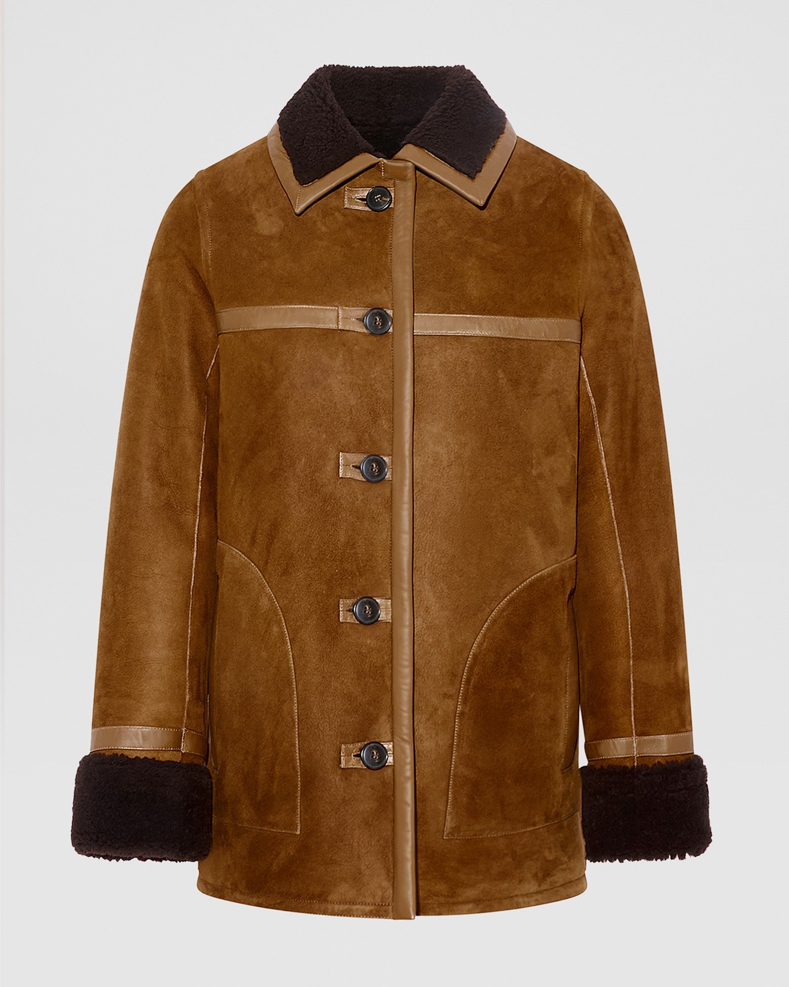 Fur-lined coat in suede Merino lambskin - Yves Salomon