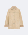 Reversed shearling jacket with corduroy-effect velvet finish