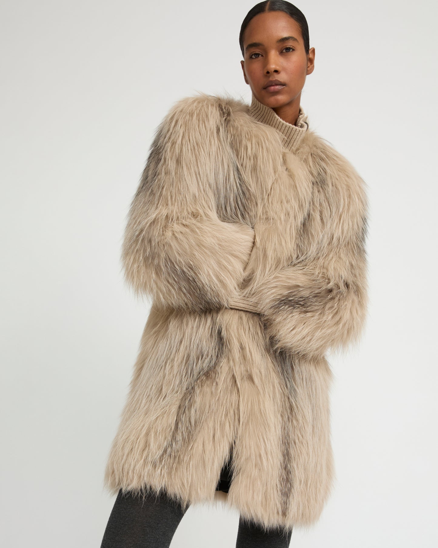 Long jacket in knitted fox fur - Yves Salomon