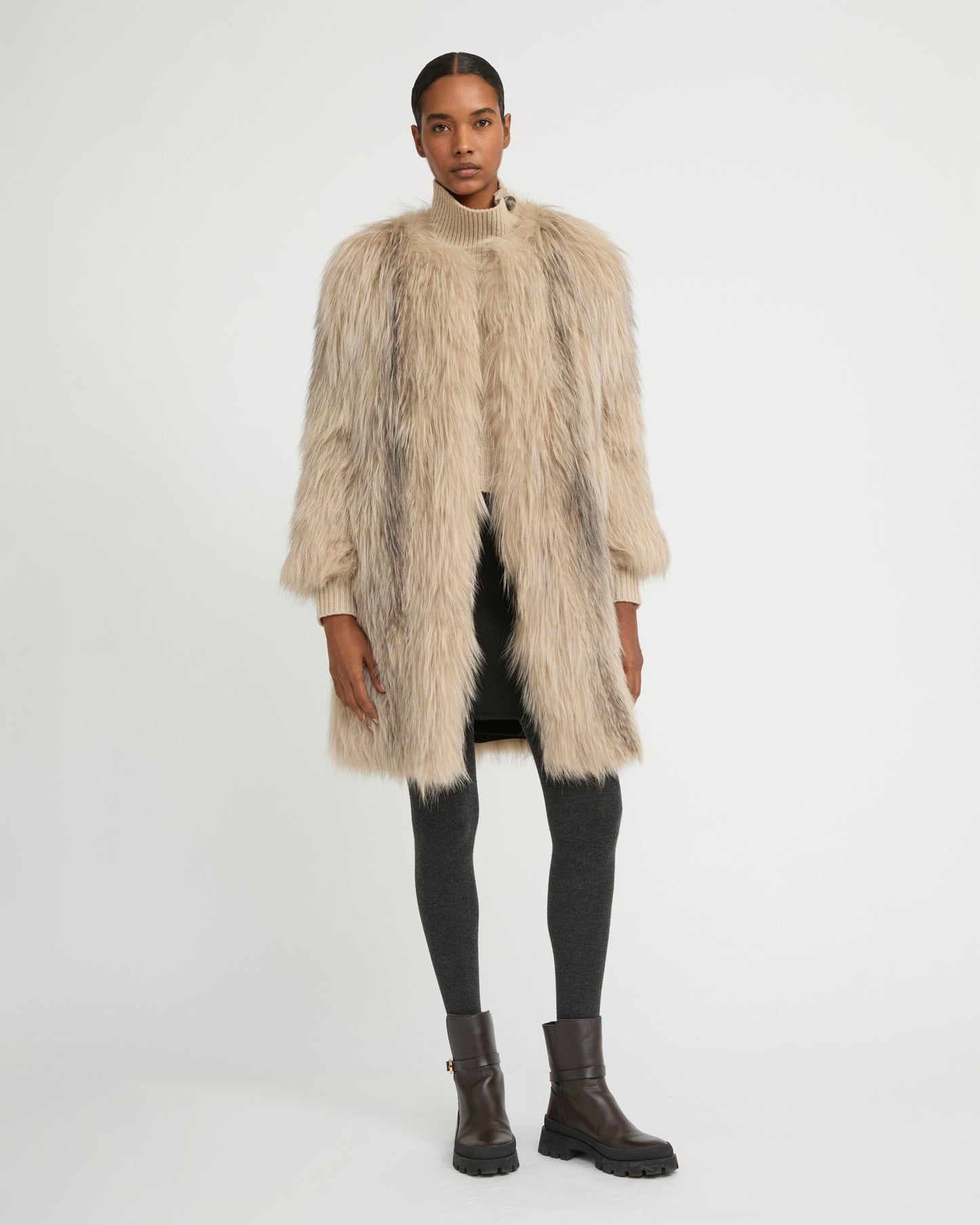 Long jacket in knitted fox fur - Yves Salomon