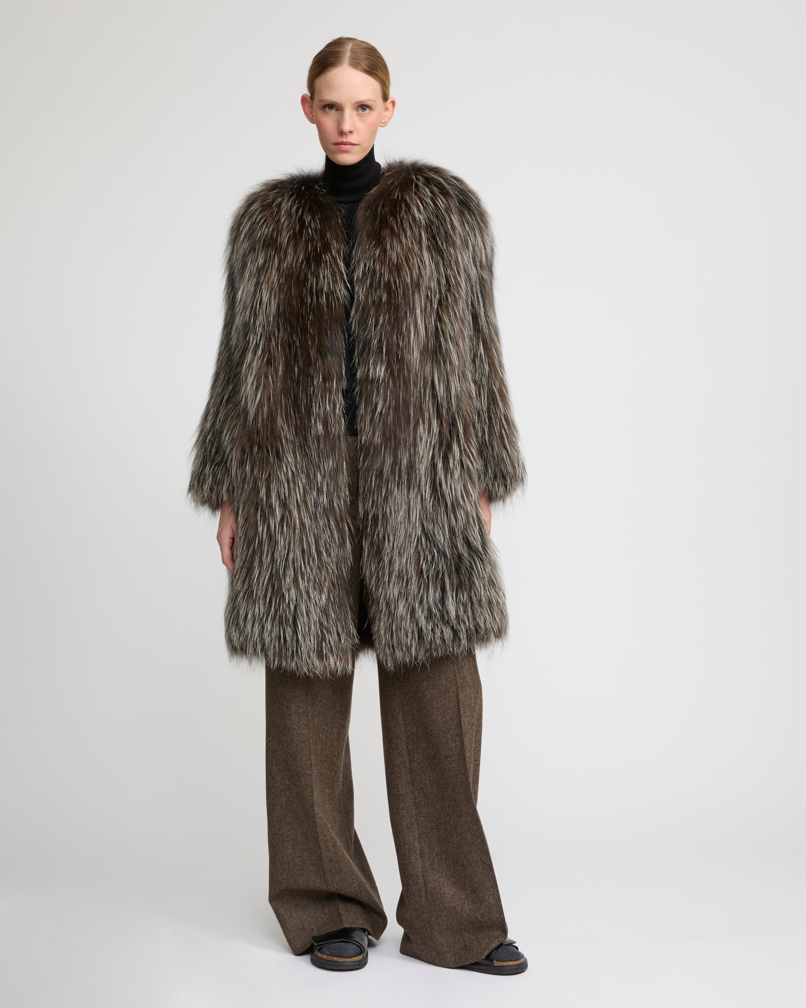 Long jacket in knitted fox fur - Yves Salomon