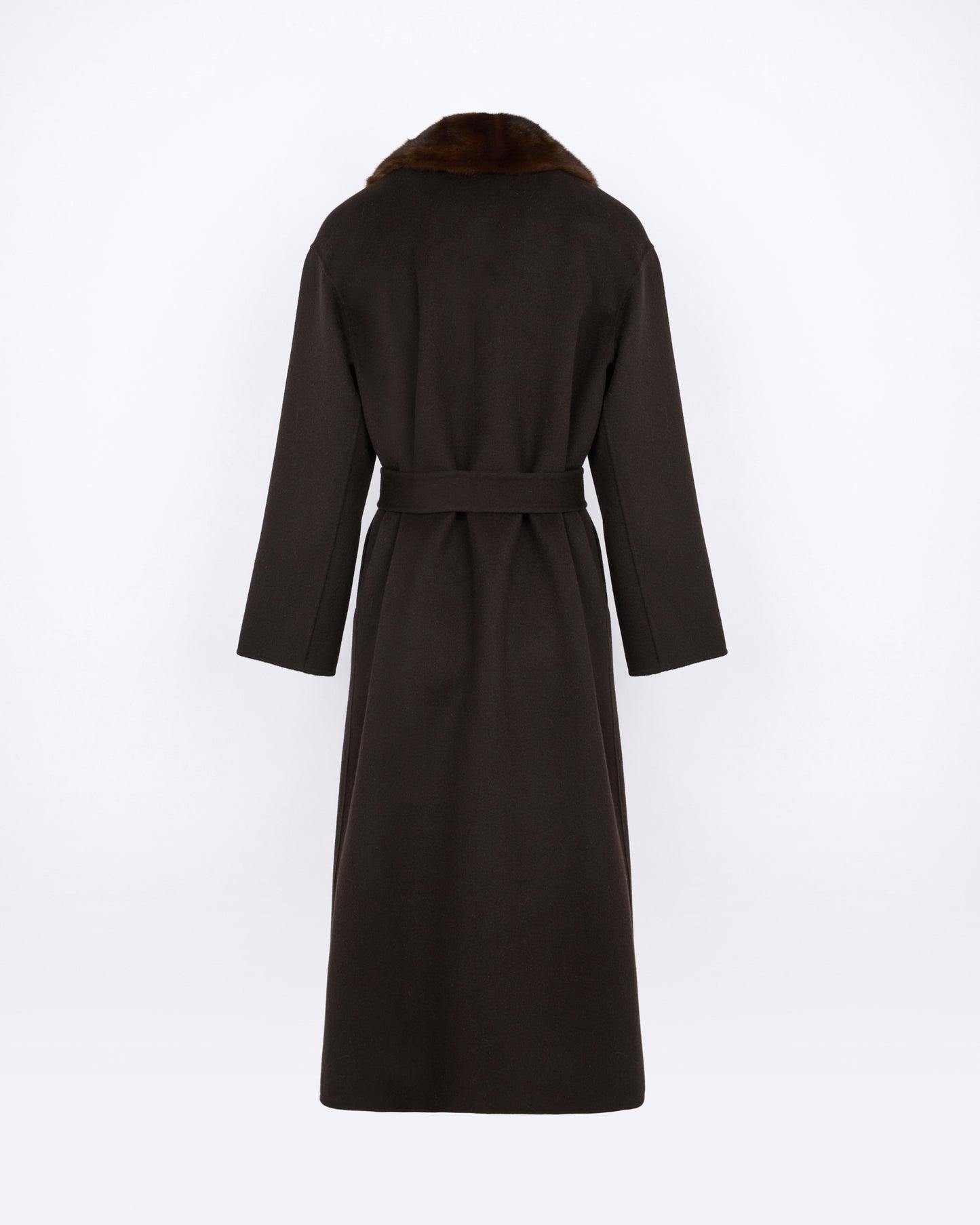 Cashmere wool belted coat with mink fur collar - Yves Salomon - New Fall/Winter Collection
