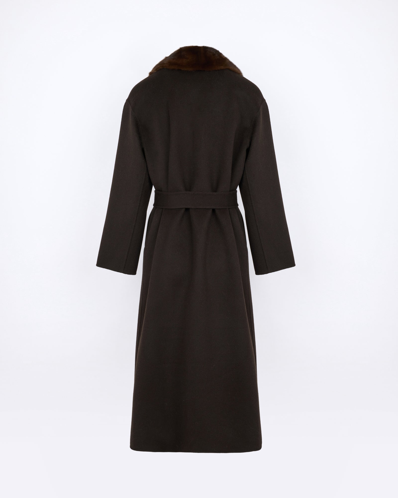 Cashmere wool belted coat with mink fur collar - Yves Salomon - New Fall/Winter Collection
