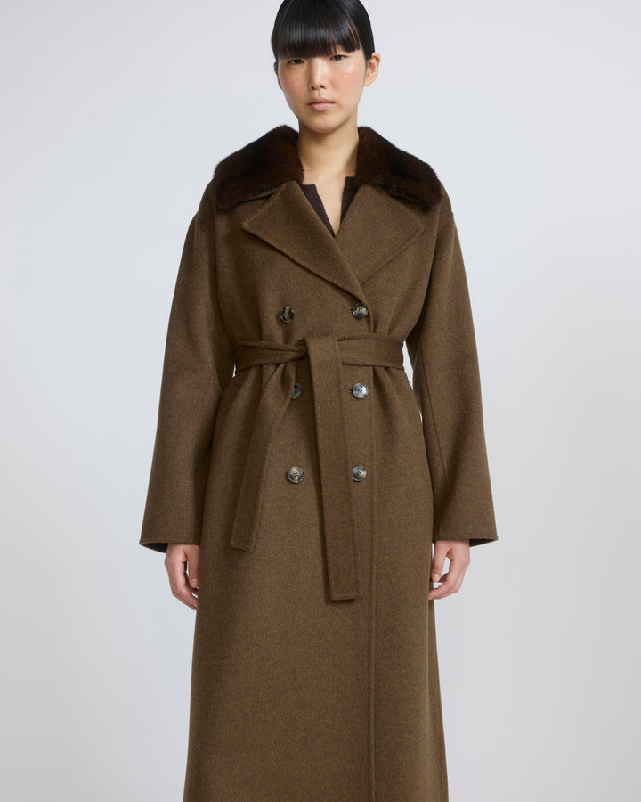 Cashmere wool belted coat with mink fur collar - Yves Salomon - New Fall/Winter Collection