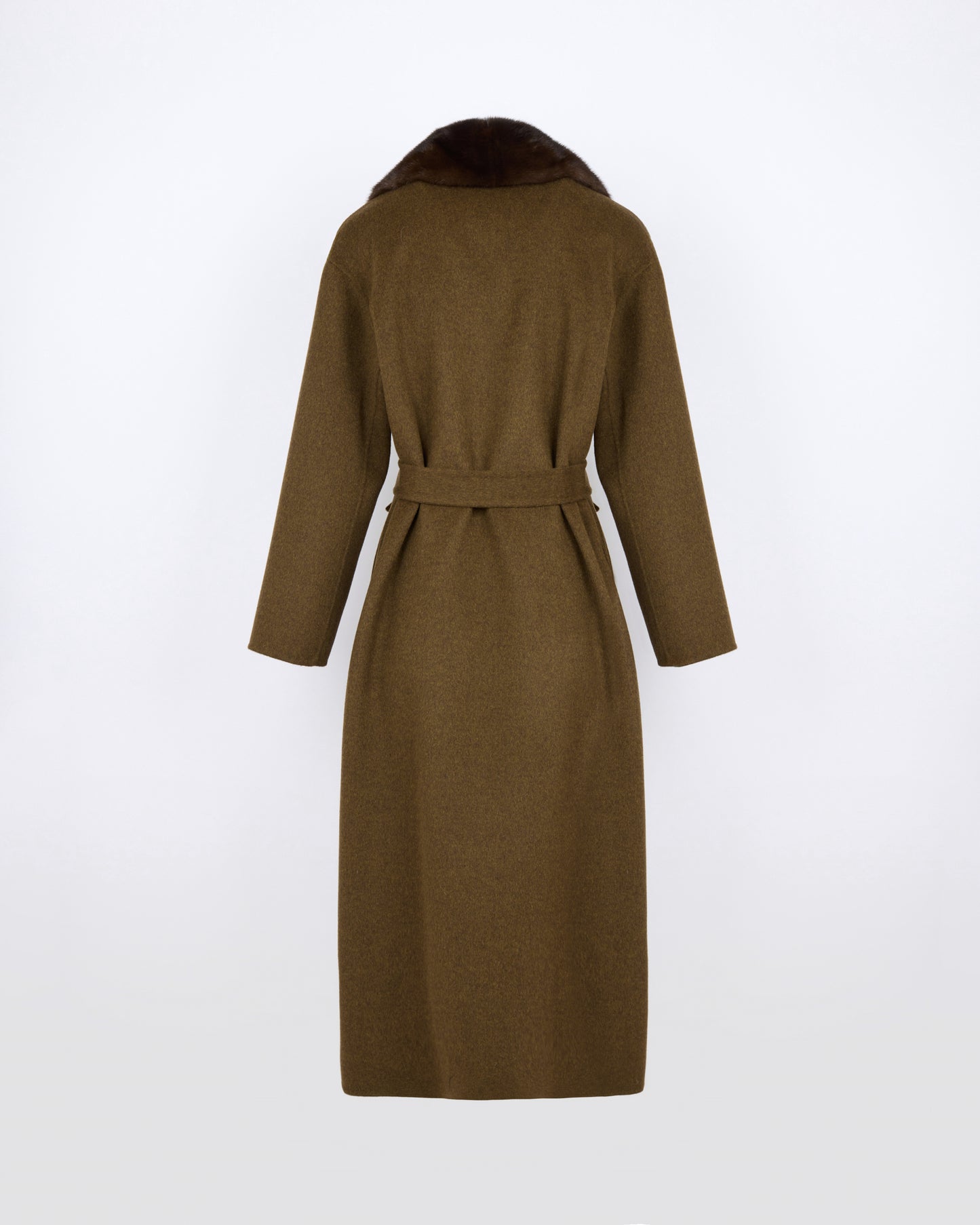 Cashmere wool belted coat with mink fur collar - Yves Salomon - New Fall/Winter Collection