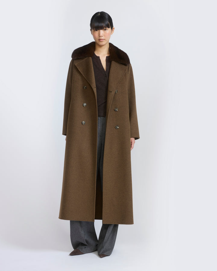 Cashmere wool belted coat with mink fur collar - Yves Salomon - New Fall/Winter Collection