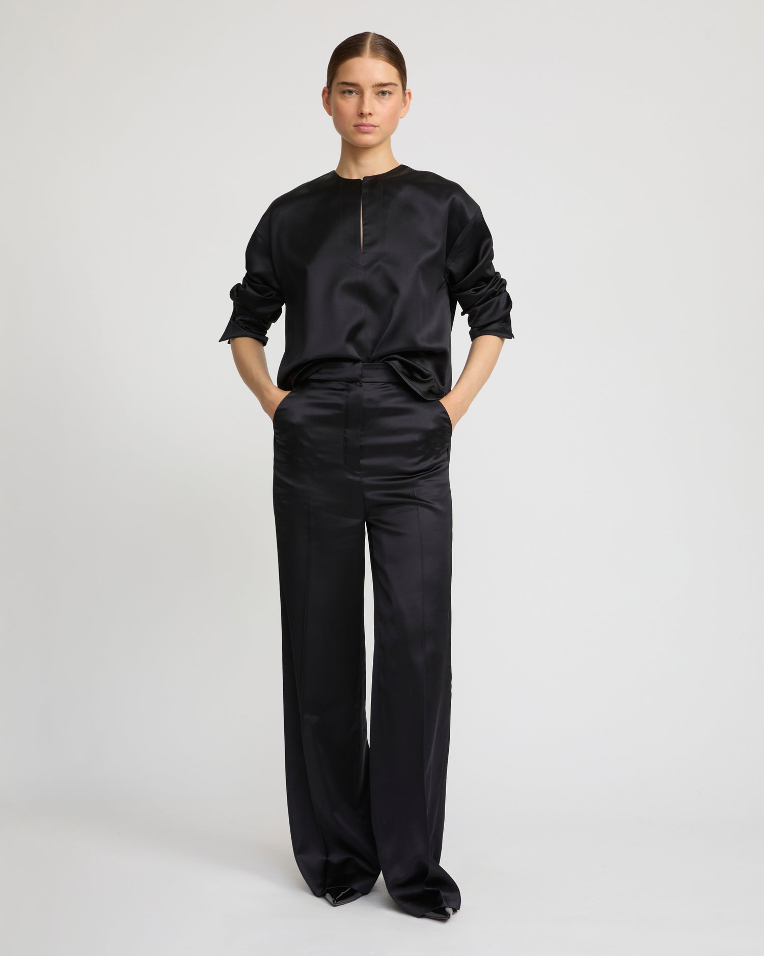 Winter sale & boxing day Yves Salomon -Wide leg trousers in heavy wool satin