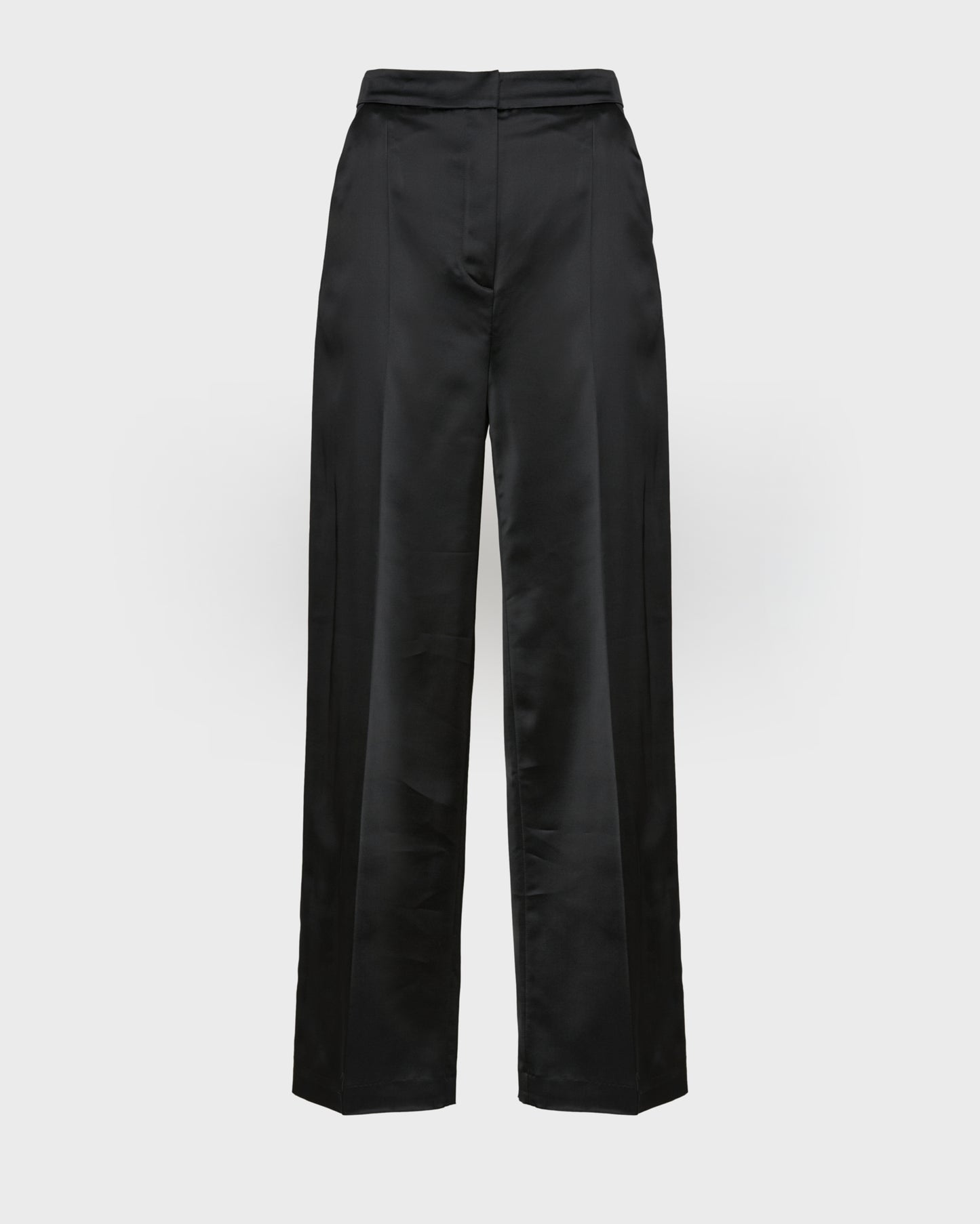 Wide leg trousers in heavy wool satin -Yves Salomon