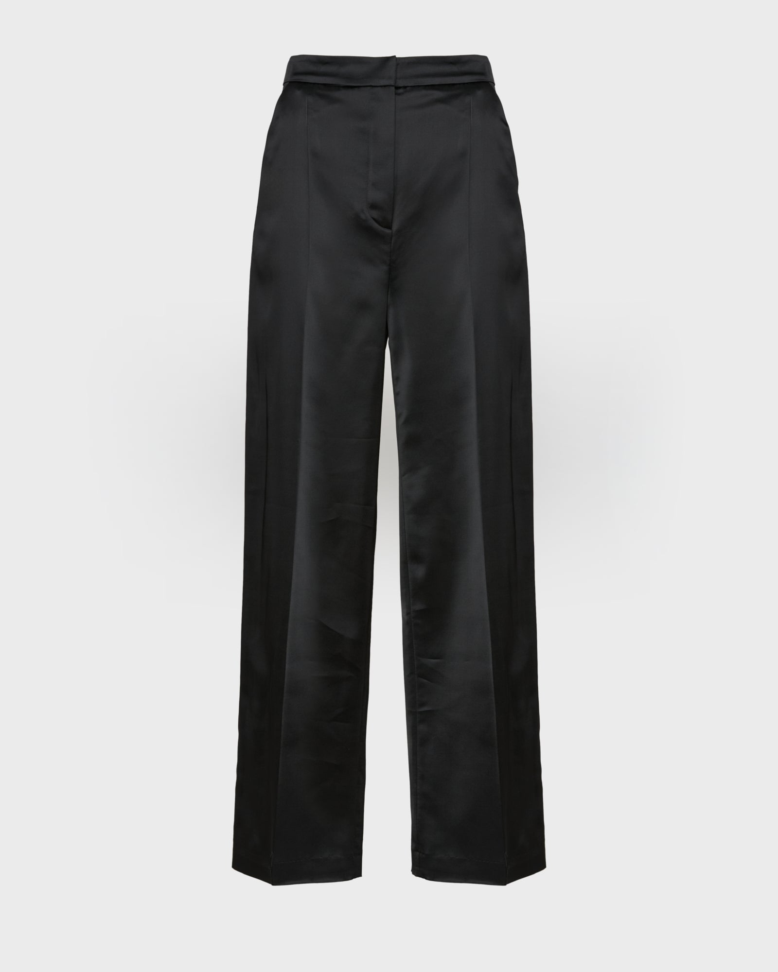 Wide leg trousers in heavy wool satin -Yves Salomon