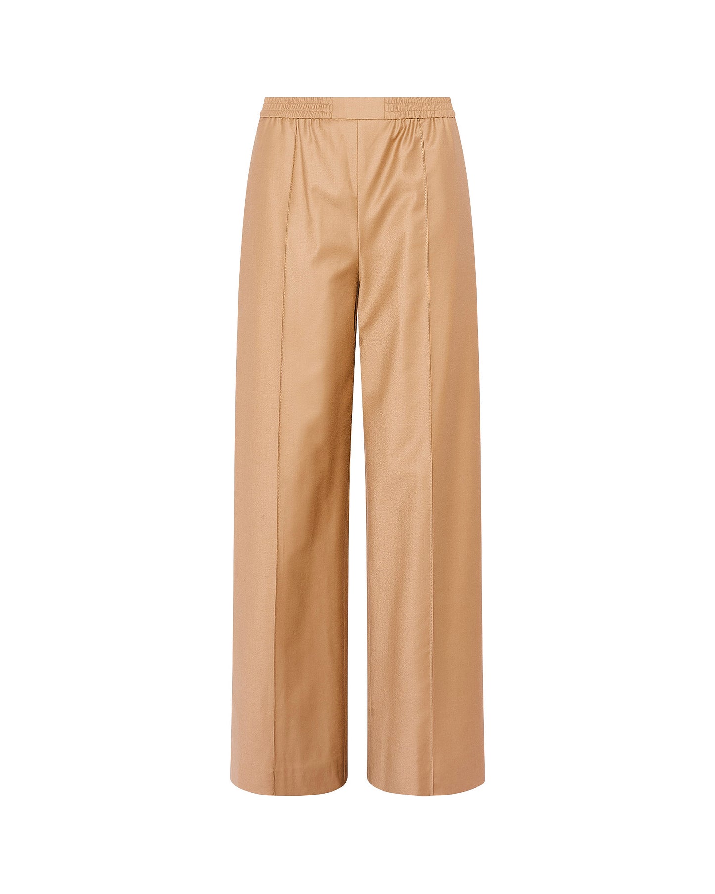Loose fit trousers with elasticated waistband in flannel fabric - Yves Salomon