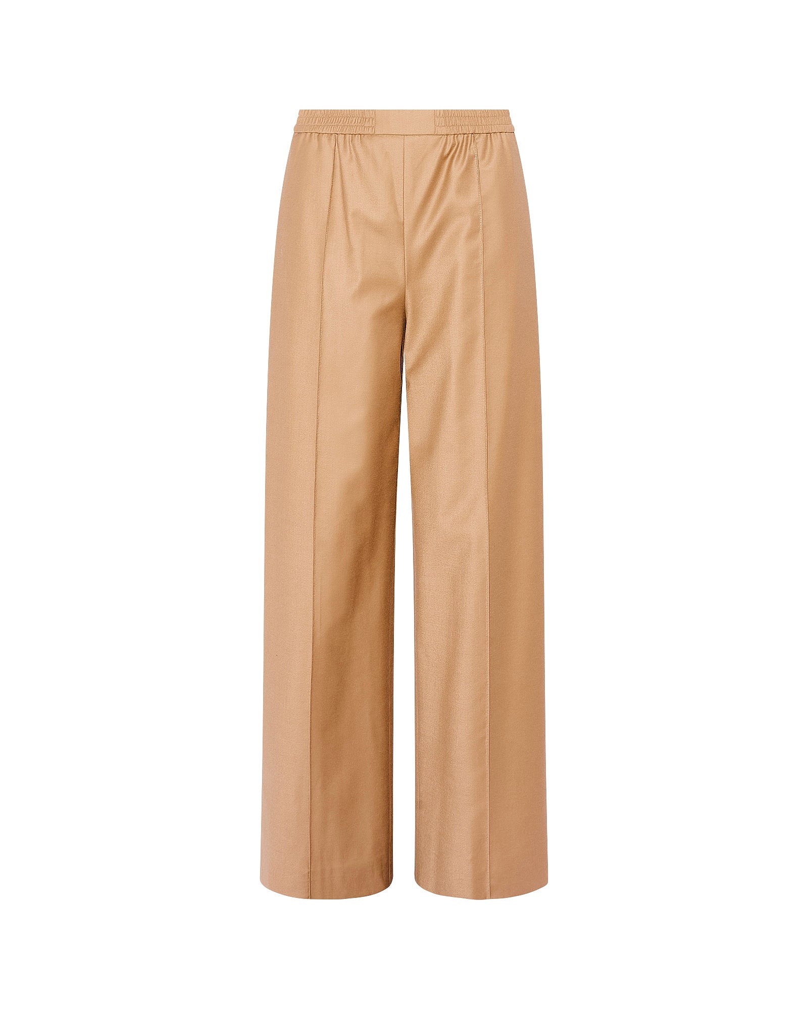Loose fit trousers with elasticated waistband in flannel fabric - Yves Salomon