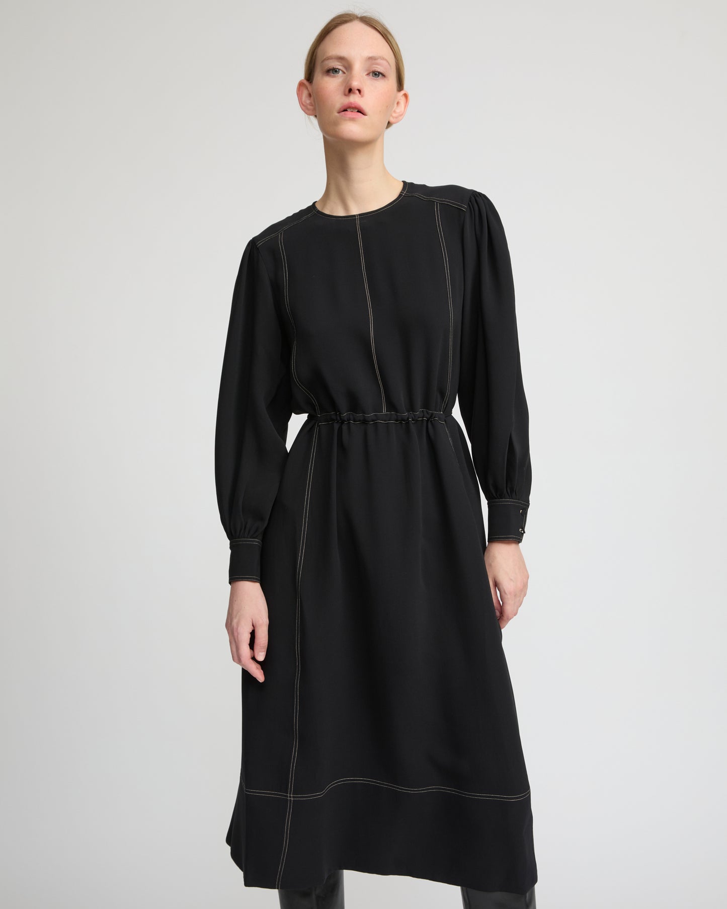 Drawstring dress in silk crepe - Yves Salomon
