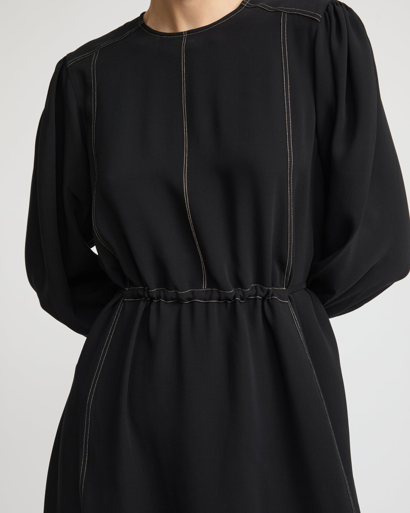 Drawstring dress in silk crepe - Yves Salomon