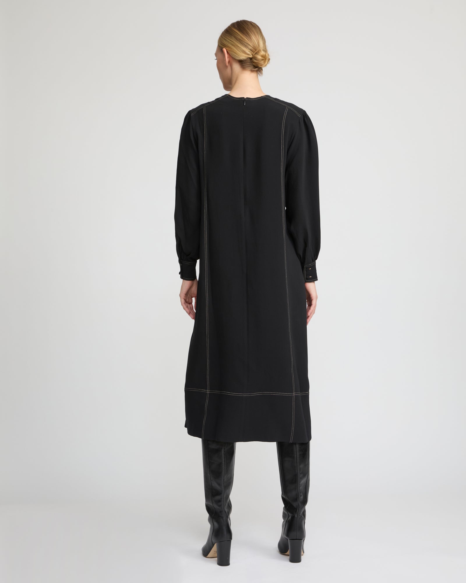 Drawstring dress in silk crepe - Yves Salomon